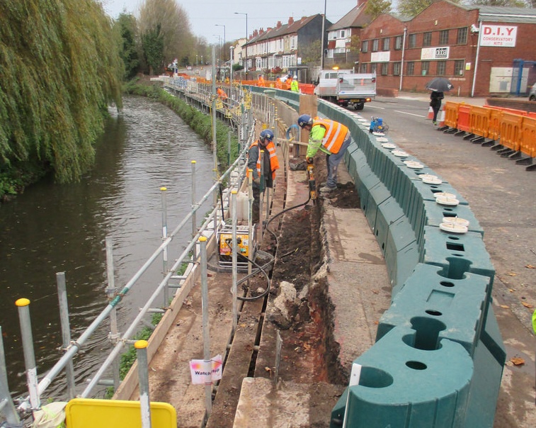 flood barrier during construction