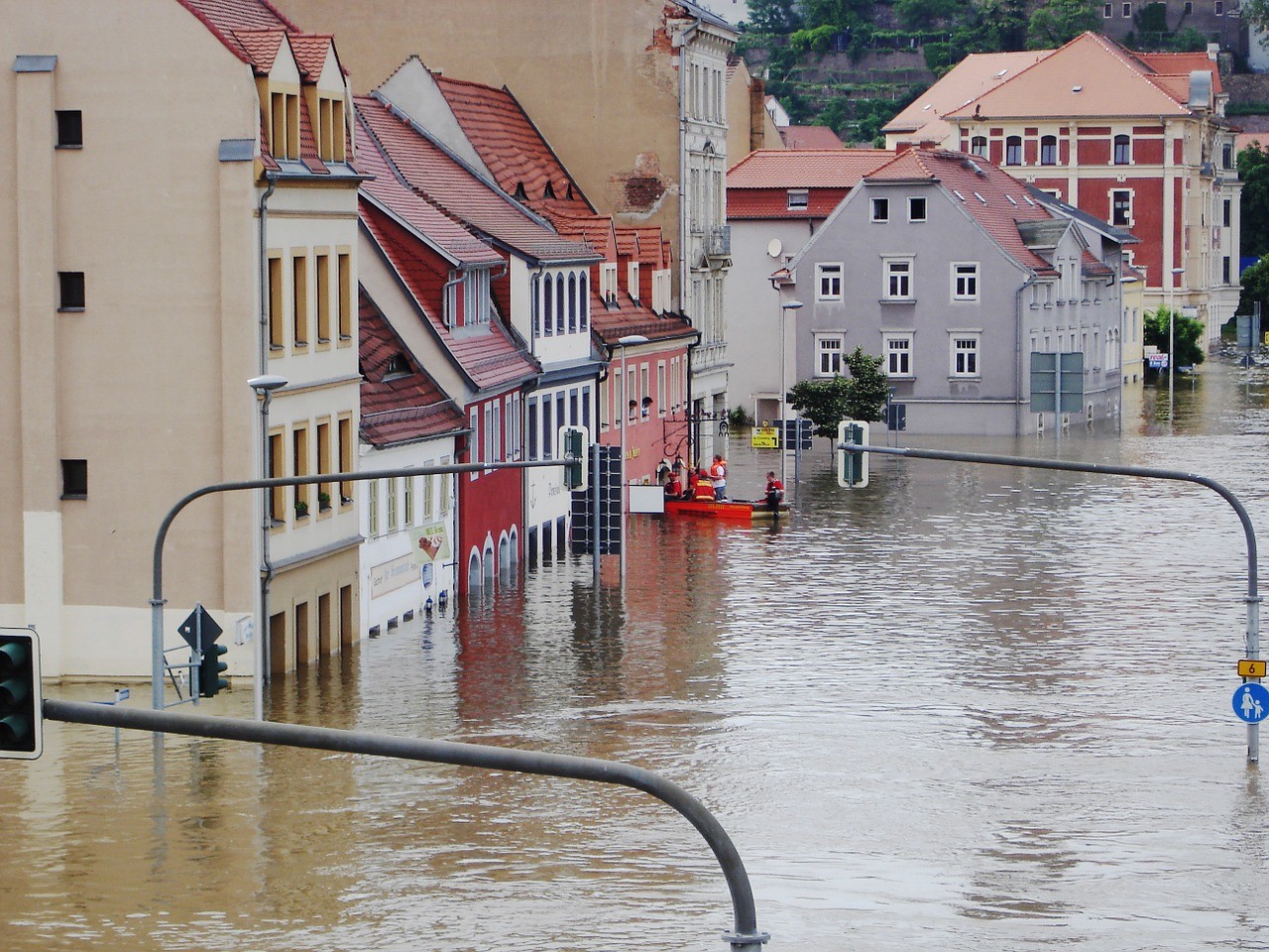 Flooded businesses and shops