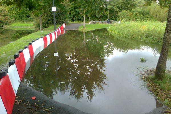 0.5m high Floodstop flood barrier protecting a reservoir