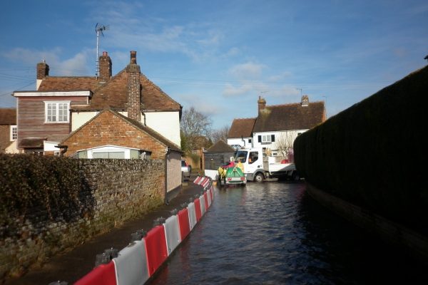 0.5m high flood defence barrier deployment