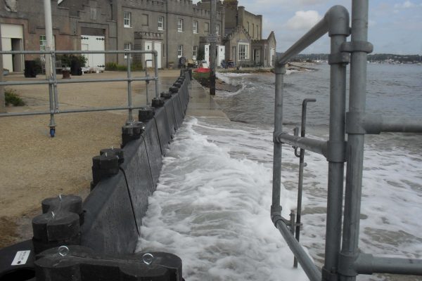 Tidal protection using Floodstop flood barriers Tidal protection using Floodstop temporary flood barriers at Brownsea Island