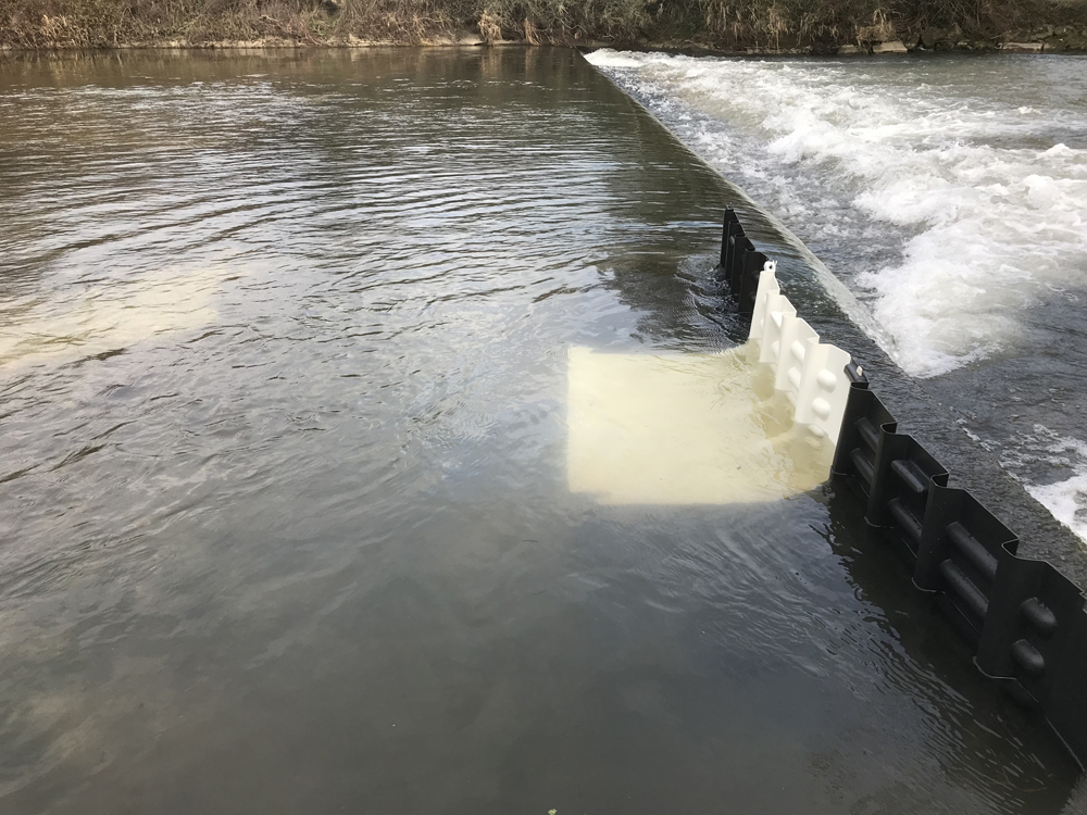 flood barricade on weir